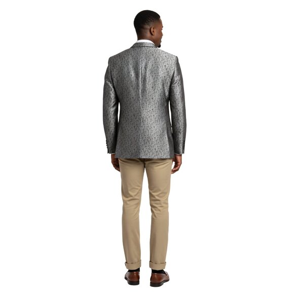 Men's Floral Blazer Jacket by TaZzio, Grey - Picture 5 of 6